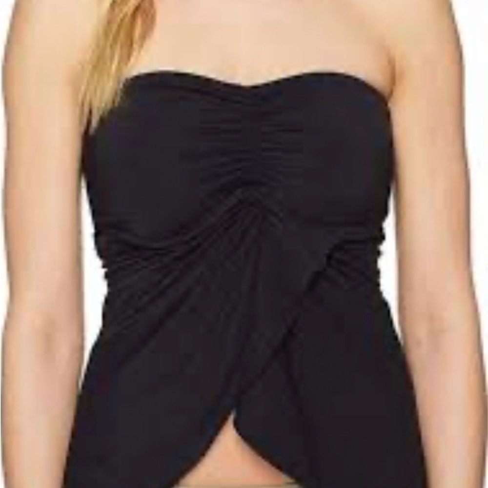 Vince‎ Camuto black Bandini strapless draped swim top size small NWT
